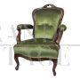 Antique armchair from the Louis Philippe era in green Genoa velvet