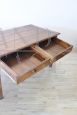 Antique rustic table in poplar wood from the 19th century with two drawers