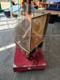 Display cabinet in wood, brass and crystal