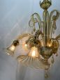 Venini Murano glass chandelier in amber color from the 1930s, restored