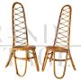 Pair of Bonacina bamboo chairs with high backrest, 1960s