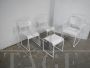 Set of white iron garden chairs and table, 1960