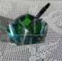 Seguso ashtray bowl in faceted green Murano glass, 1970s