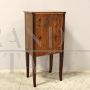 Antique Directoire bedside table cabinet in inlaid walnut, 19th century Italy