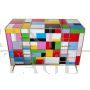 Dresser with 4 drawers in multicolored mosaic glass   