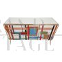 Three-door sideboard in multicolored glass with mirrored interior