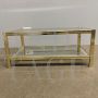 Willy Rizzo 1970s coffee table in glass and golden and chromed metal