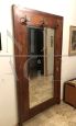 Vintage wooden hall coat rack with mirror