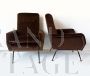 Pair of armchairs by Marco Zanuso from the 1950s in brown velvet   