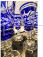 Set of 12 glasses and goblets in finely decorated blue Murano glass, Italy 1970s