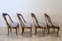 Set of four antique walnut gondola chairs, Italy 19th century