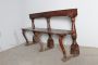 Antique 18th century bench in walnut with turned columns