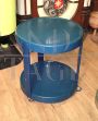 Round space age bar trolley in blue plastic, 1970s