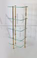 Mid-century modern étagère whatnot bookcase in brass and glass   