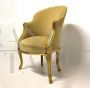 Early 19th century Empire armchair in gilded wood and ocher yellow velvet