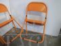 Set of 3 orange metal folding chairs, 1970s