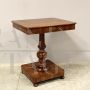 Antique Charles X coffee table in walnut with drawer, Italy 1800s