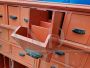 Large orange vintage industrial drawer unit