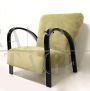 1930s Italian Art Deco armchair in beige green velvet 