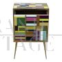 Small dresser with three drawers in multicolored Murano glass