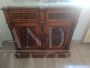 Antique sculpted sideboard with 2 doors and white marble top, early 19th century