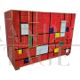 Dresser with four drawers in red multicolored Murano glass  