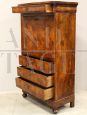 Antique Louis Philippe capuchin secretary chest of drawers in walnut, 19th century Italy