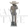 Bead floor lamp depicting a character with mask, hat and sword