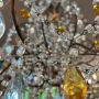 Antique chandelier with amber crystal drops and 10 lights