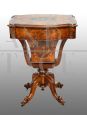 Antique Victorian briar walnut sewing table, 19th century England