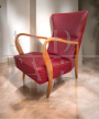 Pair of Art Deco style armchairs in red eco-leather