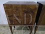 Pair of antique Louis XVI bedside tables, with landscape inlay on the top