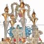 Multicolored Murano glass chandelier, Rezzonico style