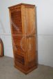 Small 1940s rolling shutter office filing cabinet in oak