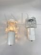 Pair of vintage wall lights in glass and white lacquered metal