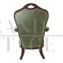 Antique armchair from the Louis Philippe era in green Genoa velvet