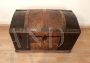 Antique rounded chest from the 19th century in wood and metal