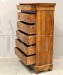 Antique Louis Philippe tallboy dresser in walnut, in 19th century