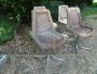 Vintage lounge set with glass and steel table and 4 pony skin chairs, 1970s