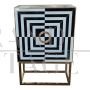 Optical design bar cabinet sideboard in black and white glass