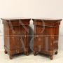 Pair of antique capuchin bedside tables from the Charles X era in walnut, 19th century Italy