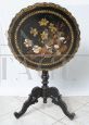 Antique Napoleon III snap top side table in ebonized wood with inlays