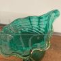 Cornucopia in emerald green artistic glass with gold dust, Italy 1950s