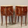  Pair of antique wavy and inlaid Napoleon III bedside tables                           