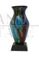 Polychrome glass vase with marble base