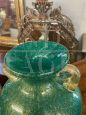 Vase by Flavio Poli for Seguso in green Murano glass with bubbles