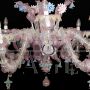 Rezzonico chandelier in pink and gold Murano glass with 12 lights