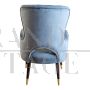 Art deco style armchair in light blue velvet