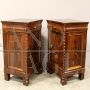 Pair of Louis Philippe capuchin bedside tables in walnut, Italy 19th century