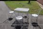 Vintage garden set with white iron table and chairs, 1970s